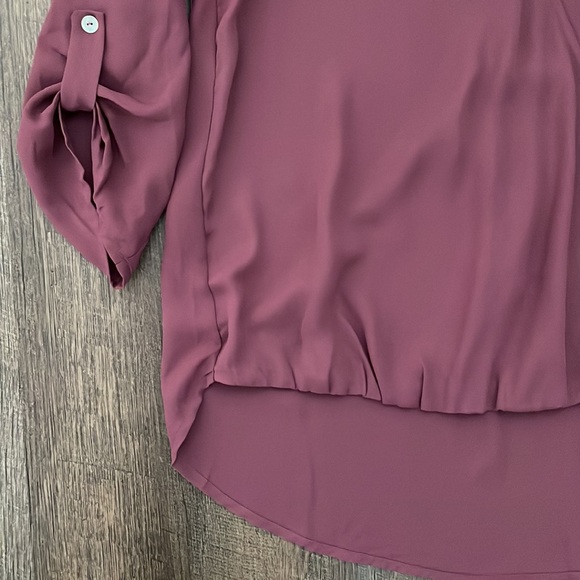 Mauve Asymmetrical Cross-Body Blouse - Women’s S - Picture 2 of 7